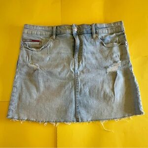 Tommy Hilfiger Light Blue Embroidery Detail Mini Jean Skirt with Pockets